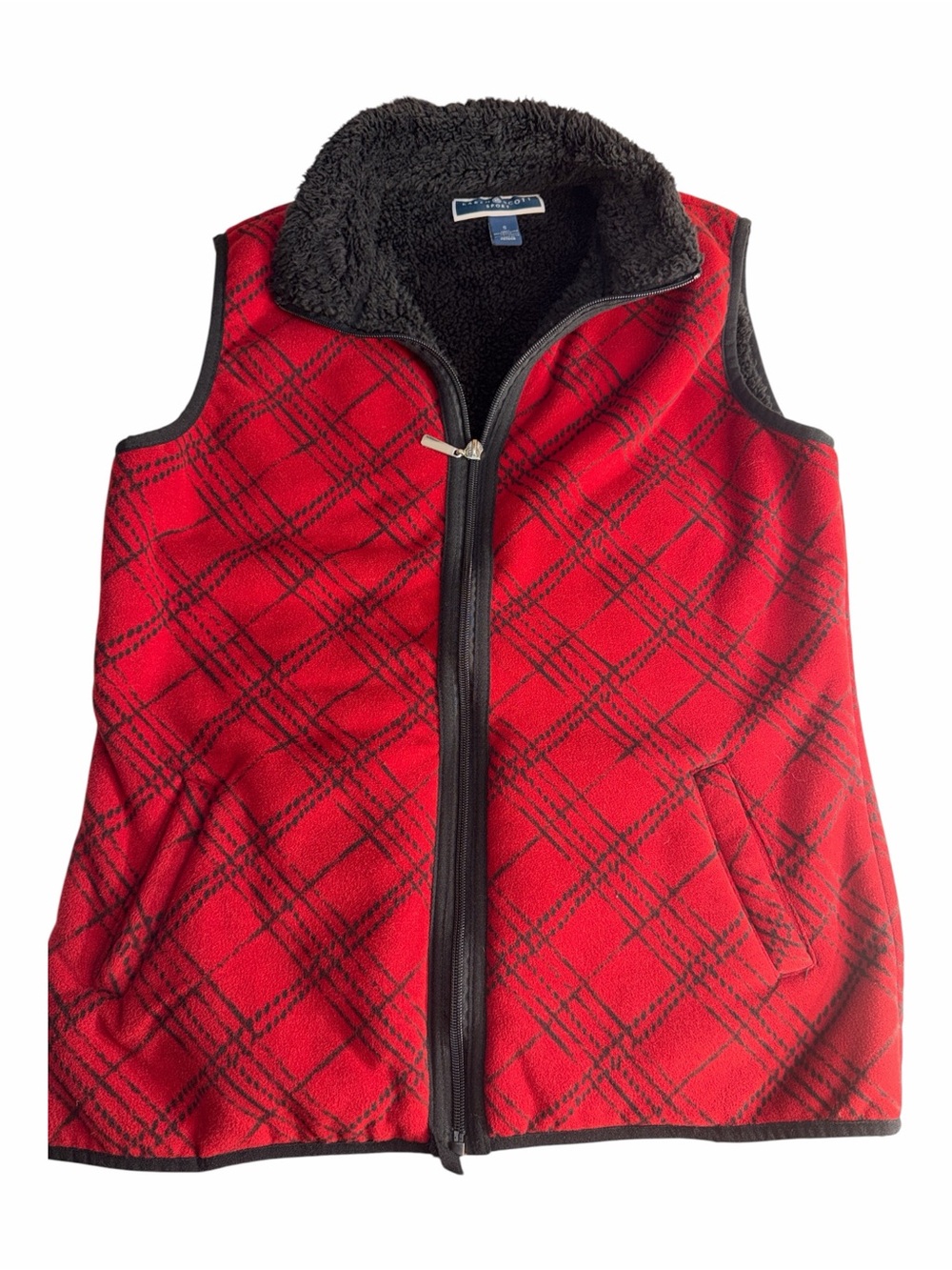 Karen Scott Sport Black Sherpa Fleece Vest